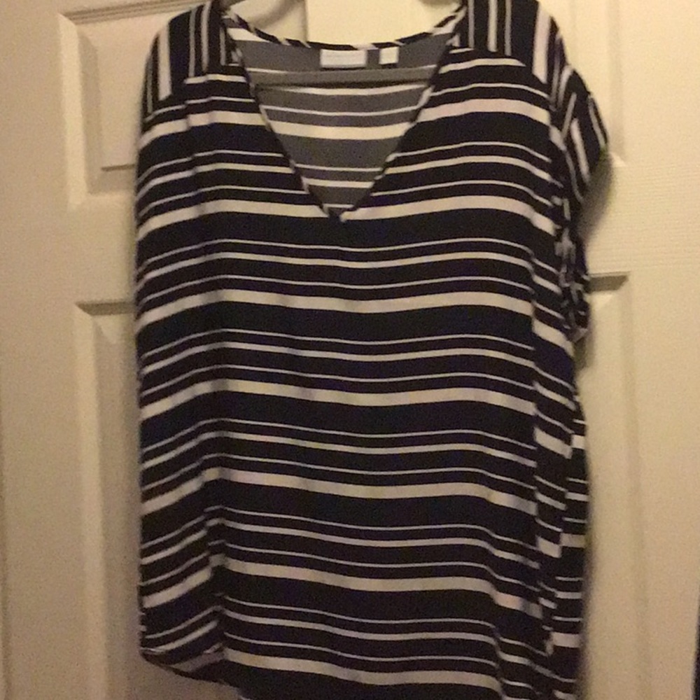 Ny&Co Short sleeve  black/white stripe blouse